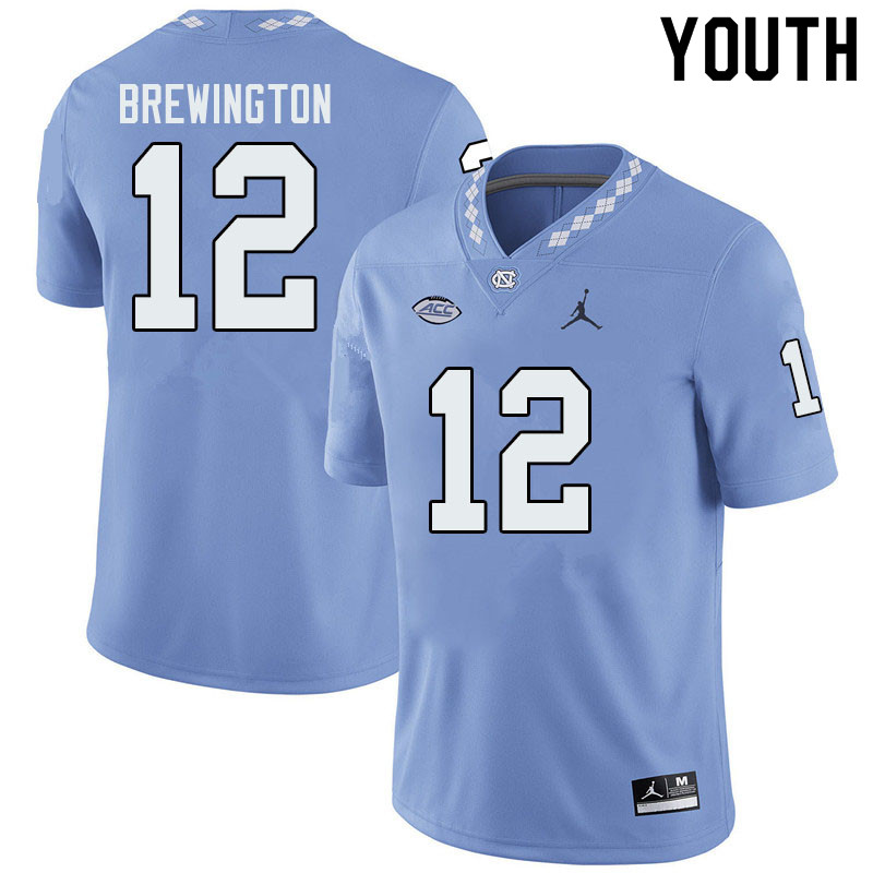 Jordan Brand Youth #12 Donovan Brewington North Carolina Tar Heels College Football Jerseys Sale-Blu